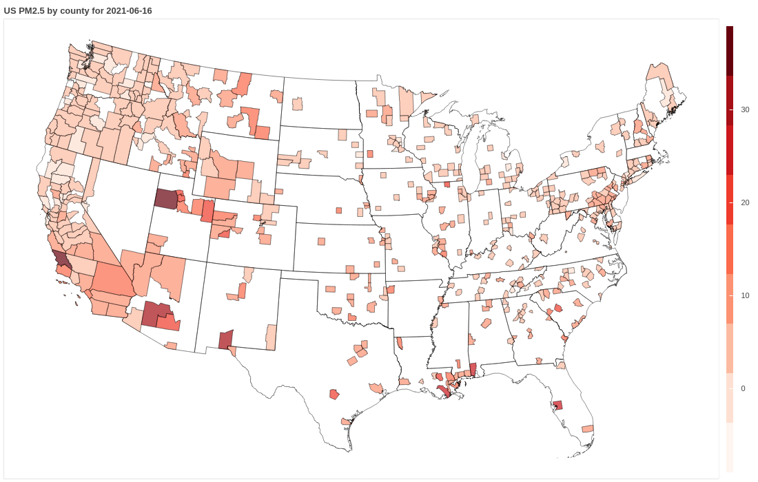 Example output of Air Quality Data